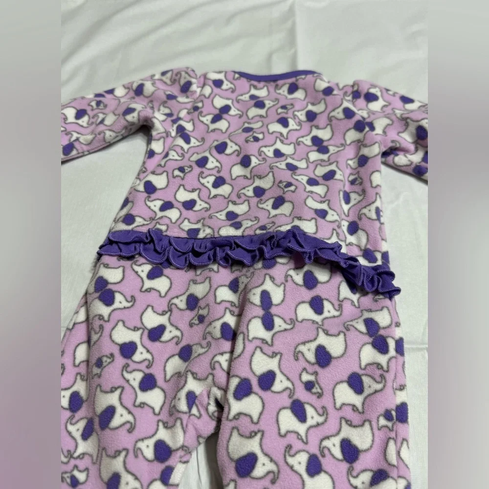 Carter’s Baby Girl Purple Elephant Footie Pajamas Onesie Size 0-3 Months